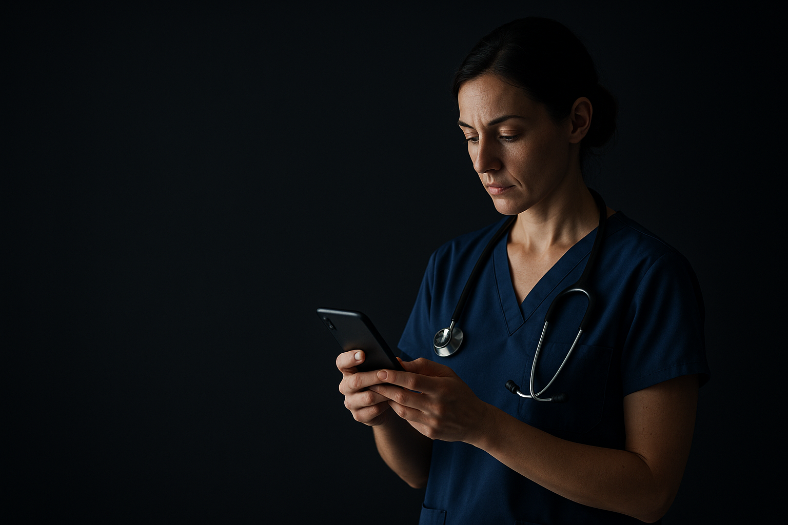 Healthcare professional using mobile app for patient care